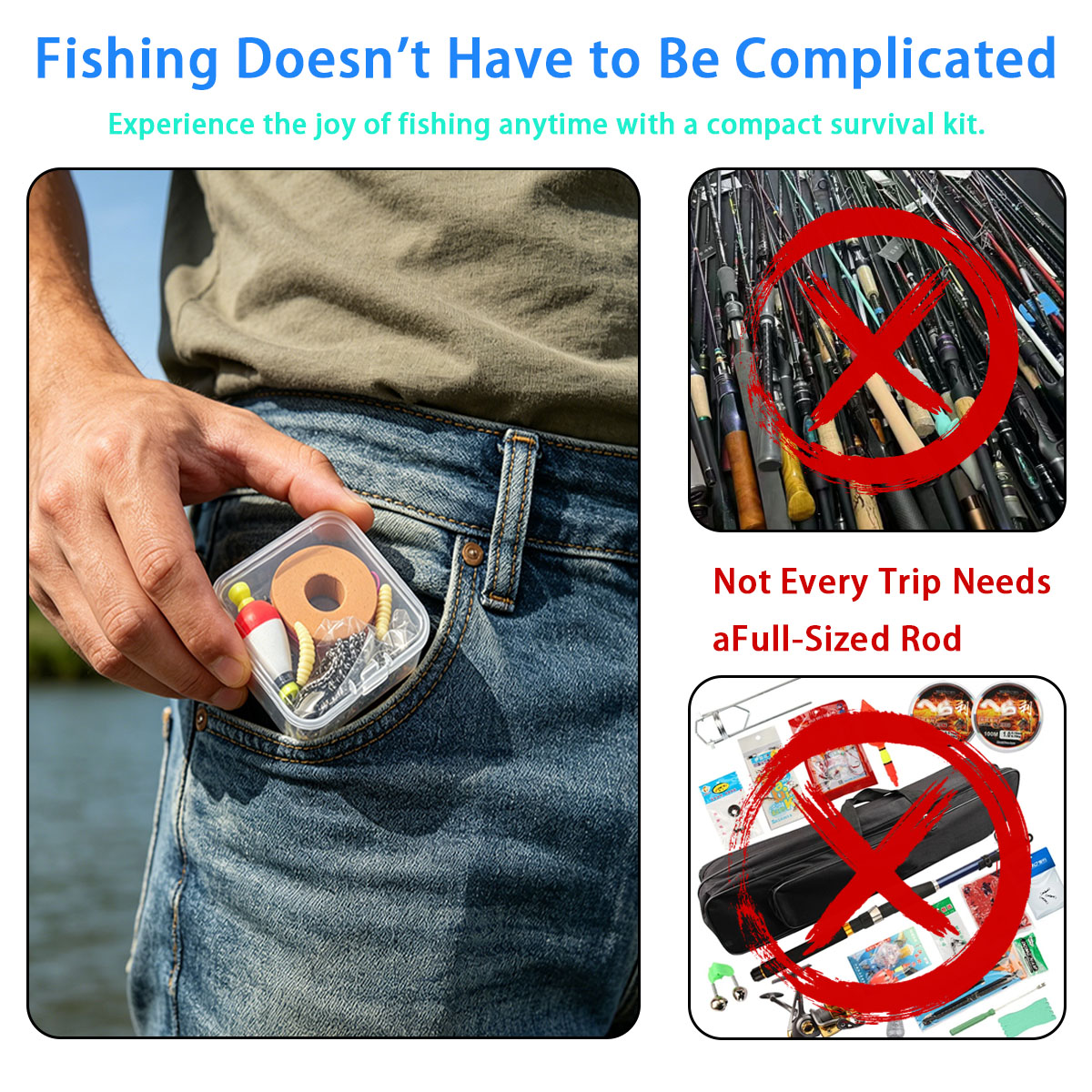 Fishing Lure Kit - Portable Emergency Fishing Gear Set，Portable Outdoor