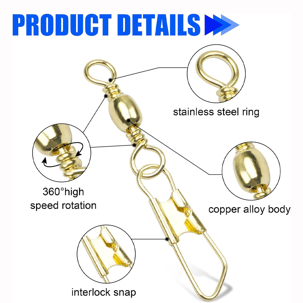 50Pcs Gold Fishing Barrel Swiv - Fishing Lure Accessories 评论和价格