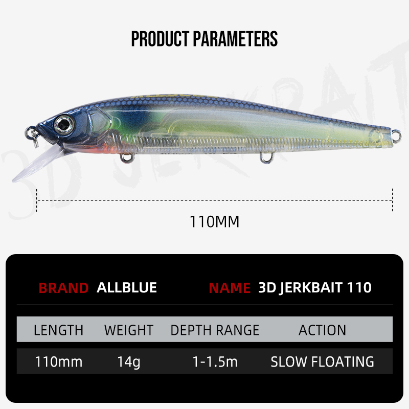 ALLBLUE 3D Jerkbait Wobbler Fi - Fishing Lure Jerkbait 评论和价格