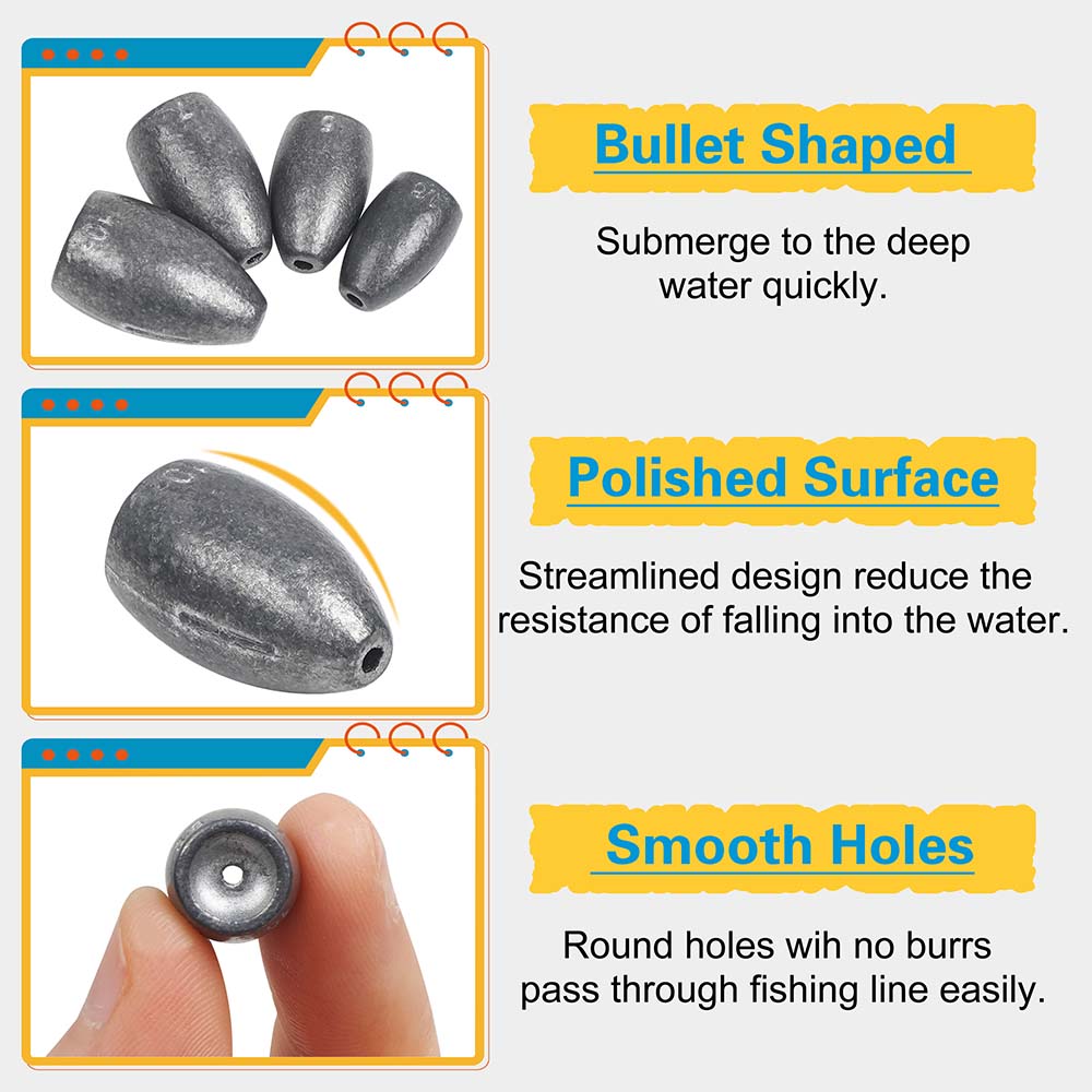 Bullet Fishing Sinkers Weights - Fishing Lure Making Kit 评论和价格